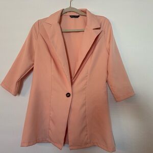 SHEIN Peach Blazer with Button Detail
